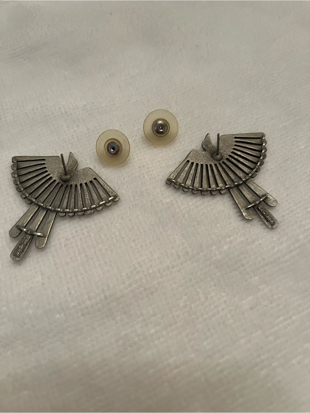 Vintage 1988 Phoenix Thunderbird Silver-Tone Brooch Set signed JJ Jonette - Picture 4 of 10
